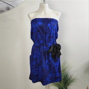 Staring At Stars Urban Outfitters Blue Floral Strapless Mini Dress Sundress